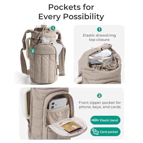 BAGSMART Water Bottle Holder Bag with Strap, 40/32 oz Crossbody Bag Gym Accessories, Sling Purses for Women