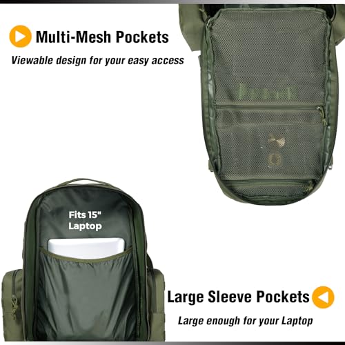 DBTAC Tactical Backpack 50L Large Classic Army 3-DAYS Assault Pack Molle Bag for Outdoor Hiking/Travel/Work (Green)