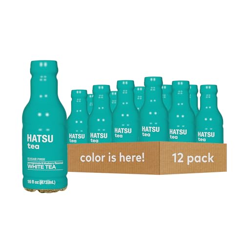 HATSU Sugar-Free White Tea – Pomegranate & Blueberry Flavor | Low-Calorie Iced Tea | 16.9 fl oz Bottles (Pack of 12)