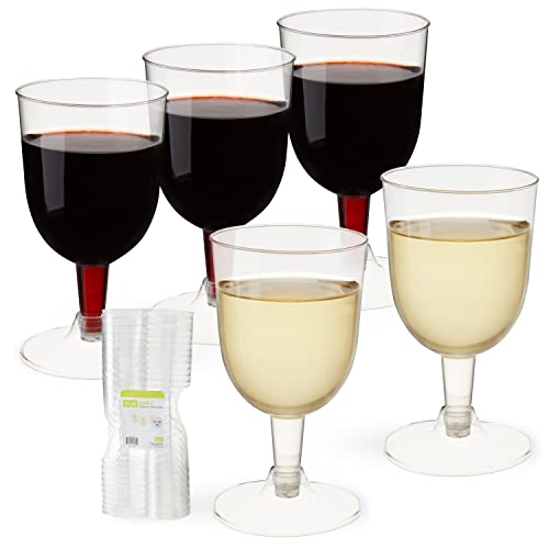 True Party Disposable Plastic Wine Glasses, Stemmed Clear Plastic Cups for Outdoors, Parties, 6 Oz Set of 20