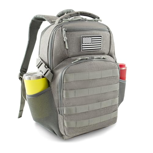 Ogguno 15'' Travel Laptop Backpack for Men, 25L Tactical College Backpacks with Water Pouches Both Sides, Portable Backpac...