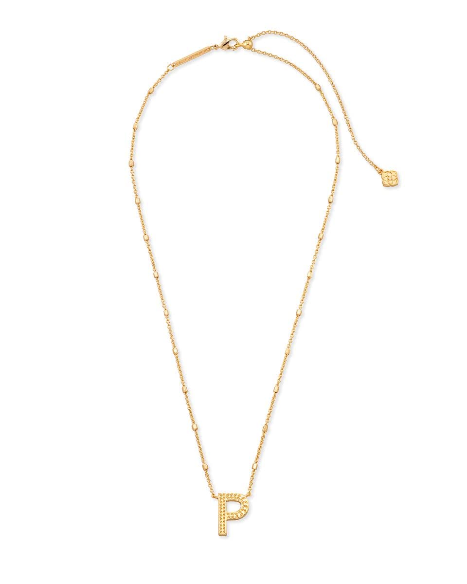 Kendra Scott Letter P Pendant Necklace for Women, Fashion Jewelry, 14k Gold-Plated Brass, Gold Metal, Letter P