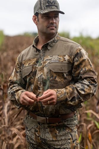 Realtree Men’s Long Sleeve Button Down Camp Shirt – Midweight, Cotton, Breathable Outdoor Shirt for Hunting and Fishing