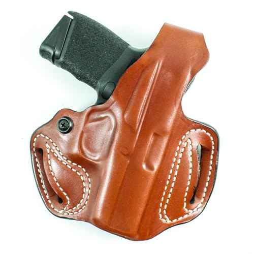 DeSantis Thumb Break Mini Slide Holster - OWB Holster, Open Carry Holster, Craft Leather Gun Belt Holster, Compatible with the GLOCK 43, GLOCK 43X, GLOCK 48 - Right Hand Draw, Tan