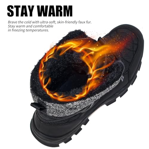 ZIGSAM Men's Snow Boots Non-Slip Insulated Shell Cold Weather Warm Shoes Hiking Water Resistant Winter Outdoor Boots Grip-pro