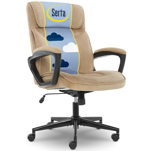 Serta® Hannah Executive Home Office Desk Chair, Ergonomic Mid-Back with Lumbar Support, Firm Seat Cushion, Layered Body Pi...