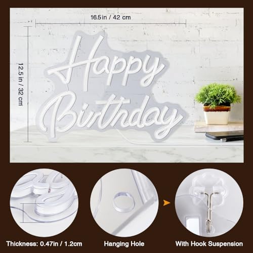 Happy Birthday Neon Sign, Happy Birthday Sign, Happy Birthday Light Up Sign, Happy Birthday Led Sign for Backdrop Birthday...