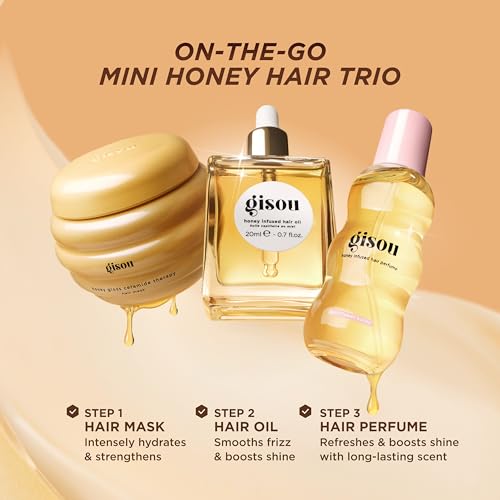 Gisou On-The-Go Honey Hair Travel Set For Instant Hydration, Strength, Shine & Frizz Control | Includes 3 Mini Hair Products
