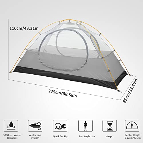 Bessport Camping Tent 1/2 Person Tent Waterproof Two Doors Backpacking Tent Easy Setup Lightweight for Outdoor, Hiking Mou...