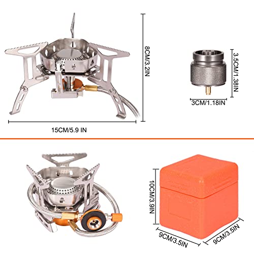 Portable Backpacking Stove with Piezo Ignition Windproof Camping Gas Stove Camp Stove Foldable Burner with Propane Caniste...