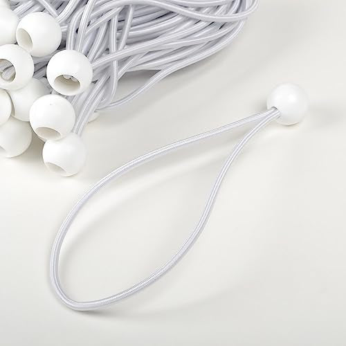 ATE Pro. USA - 9" Ball Bungee Cord Premium Heavy Duty White100 pcs, UV Resistant, Canopy Tie Downs for Tarps, Camping, She...