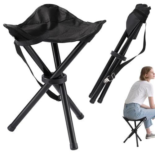 Travel Folding Camping Stool, 14.6 inches Lightweight Outdoor Tripod Chair and Maximum weight 260 lbs Portable Party Chair...