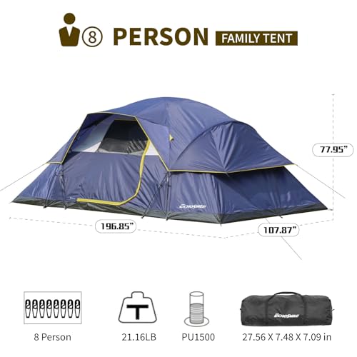 EchoSmile 10/12 Person Camping Tent Waterproof Windproof Tent with Rainfly Easy Set up for Outdoor Family Camping, Party