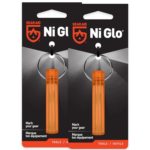 GEAR AID Ni Glo 2” UV Rechargeable Glowing Keychain – Multi-Purpose Glow-in-the-Dark Accessory for Camping