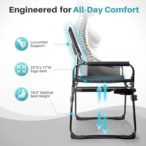 JKLESA Heavy-Duty Camping Director’s Chair with Side Table, 400lb Capacity, 600D Oxford, Quick Setup, Smart Storage & Ergo...