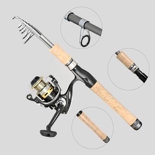 2PCS Fishing Pole Combo,Carbon Fiber Fishing Pole ，12 +1 Shielded Bearings Stainless Steel BB Spinning Reels Fishing Carri...
