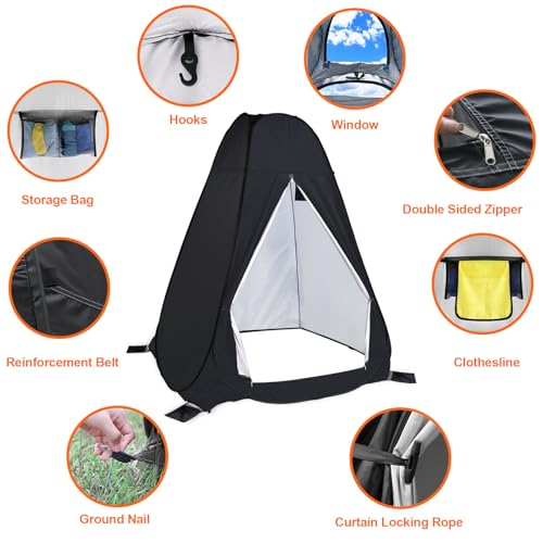 anngrowy Shower Privacy Tent, 7FT Extra Large Pop Up Toilet Tent, Portable Outdoor Bathroom Shower Enclosure, Privacy Shel...