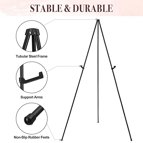 DDEAT Easel Stand for Wedding Sign & Poster 63'' Easels for Display Portable Art Easel for Floor Adjustable Metal Easel Black
