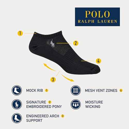 POLO RALPH LAUREN Men's Athletic Performance Tech Low Cut Socks (3-Pack)