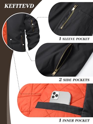 KEFITEVD Bomber Jacket Men Winter Coats Full Zip Windbreaker Mens Jackets Casual Work Coats