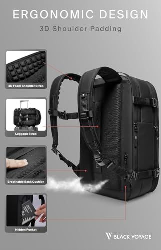 BlackVoyage Vortex Vacuum Seal Travel Backpack 60L Expandable Air Compression System Water Resistant TSA Lock Carry-On Sui...