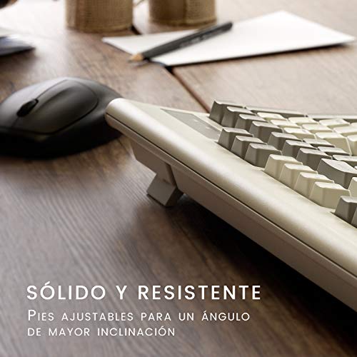 Perixx PERIBOARD-106M ES, Teclado USB Eficiente Full Size, Teclas Ergonómicas Curveadas, Estilo Retro Clásico, Color Gris ...