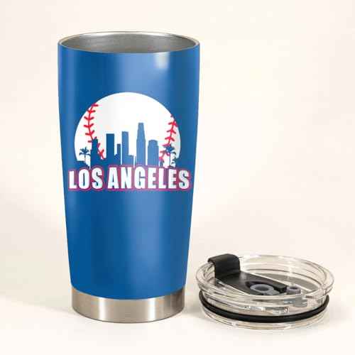 Schian Los Angeles City Skyline Legends Baseball Tumbler - Coffee Mug Insulated Tumbler With Lid - Mother's Day, Father's Day, Birthday, Christmas Gifts For Fans - 20 Oz| Stainless Steel