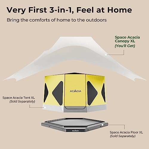 ACACIA Canopy 4 Person for Space Acacia Camping System, PU2000 Waterproof Camping Tarp for 4 Season Camping, UPF50+ Sunpro...