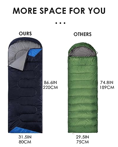 Sleeping Bags for Adults Cold Weather - 20 Degree Big&Tall Size Backpacking Lightweight Waterproof for Girls Boys Mens Tee...
