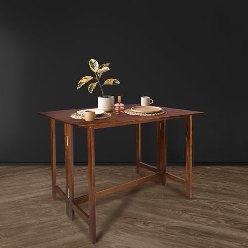 Solid Wood Flip-Top Folding Console to Dining Convertible Table