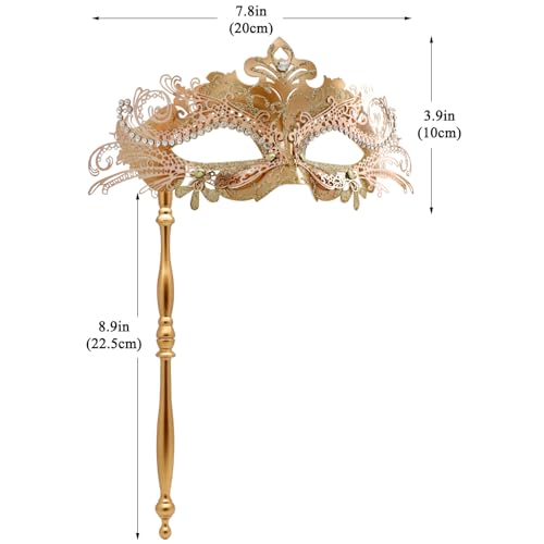 Coddsmz Masquerade Mask with Stick Venetian Mask Mardi Gras Decorations for Womens Halloween Costume Mask