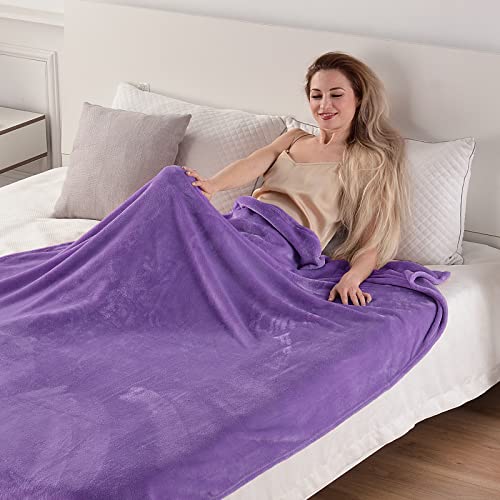 SOCHOW Flannel Fleece Blanket Throw Size, All Season Lightweight Super Soft Cozy Blanket for Bed or Couch, Purple, 50x60 i...