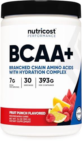 Nutricost BCAA + Hydration Powder (Fruit Punch) 30 Servings - Branched Chain Amino Acids with Hydration Complex - Gluten-F...