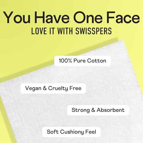 Swisspers Premium Facial Cleansing Pad, 100% Cotton, Ultra Soft, Extra Large, 50 White Pads per Reclosable Bag, 3 Bags (150 Pads Total)