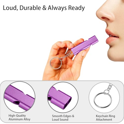 Premium Extra Loud Whistles for Camping Hiking Hunting Outdoors Sports and Emergency Situations, Sturdy but Light Aluminiu...