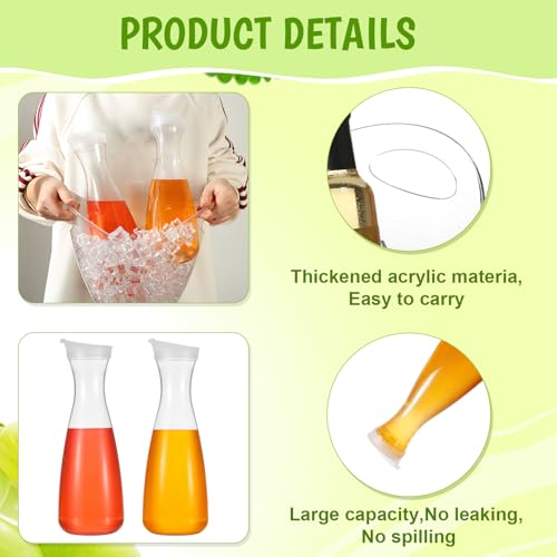 Funnymoom 6 Pcs Acrylic Ice Bucket for Parties 4l Oval Beverage Tub 47 oz Plastic Water Carafes with Lids Plastic Pitcher ...