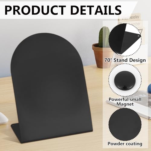 2 PCS Magnetic Bulletin Boards with Easel Stand, 11x8in Tabletop Metal Board with Anti-Tipping Bent Design and 4 Magnets, ...