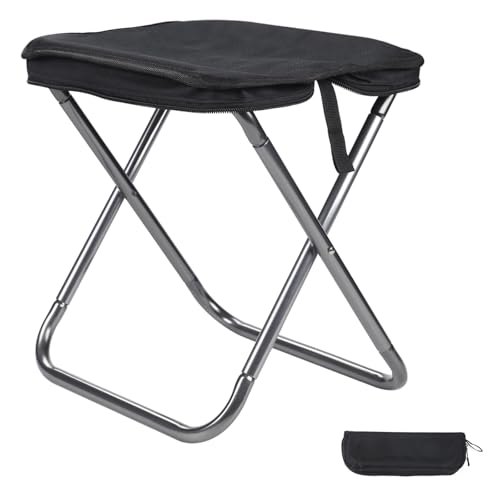 Spisces 13-inch Portable Stool - 1.0lbs Lightweight & Compact Camping Folding Stool Supports 300lbs, Handbag Style Carry -...