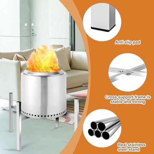 15-27 Inch Fire Pit Stand, Fire Pit Cooktop Frame Stainless Steel Camping Chiminea Rack for Outdoor Fireplace Holder Acces...