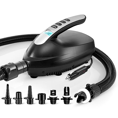 SereneLife Inflatable Stand Up Paddle Board (6 Inches Thick) & Serene Life Digital Electric Air Pump Compressor - 110W 12 ...