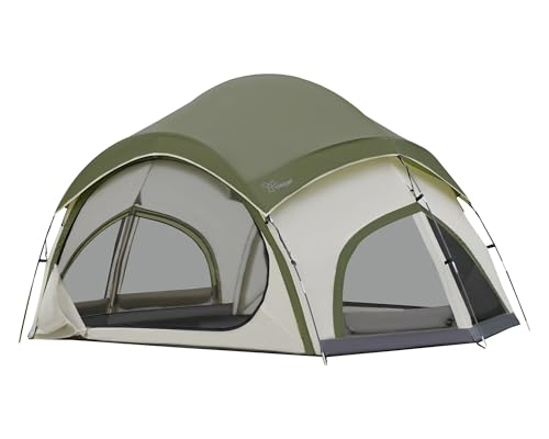 Vidalido 3-4 Person Camping Tent with 2 Large Mesh Door 4 Mesh Window Family Tents, Double Layer Waterproof Portable Easy ...
