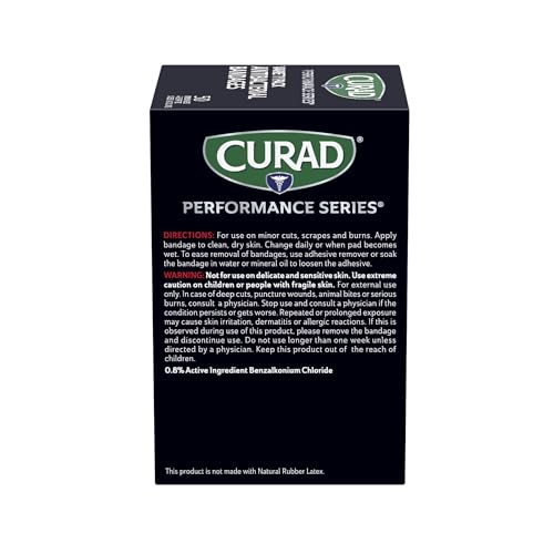 CURAD Performance Series Antibacterial Bandages, Extreme Hold Adhesive Technology, Finger & Knuckle Bandages, Flexible Fab...