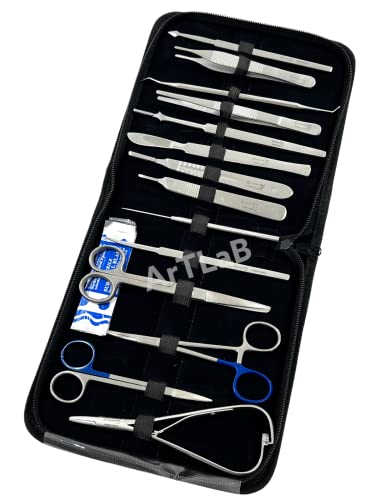 New Premium Stainless Steel Biology Lab/Anatomy/Medical Student Dissection Kit Set - Scalpel Knife Handle,Blades, Forceps,...