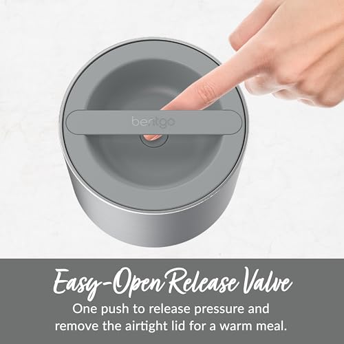 Bentgo Stainless Insulated Food Container - 2.4 Cups (19 oz), Triple-Layer Insulation, Vacuum Seal, Leak-Proof, Built-In H...