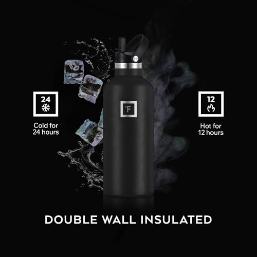 IRON °FLASK Camping & Hiking Hydration Flask with Straw, BPA-Free Insulated Stainless Steel Sports Water Bottle - 24 oz Mi...