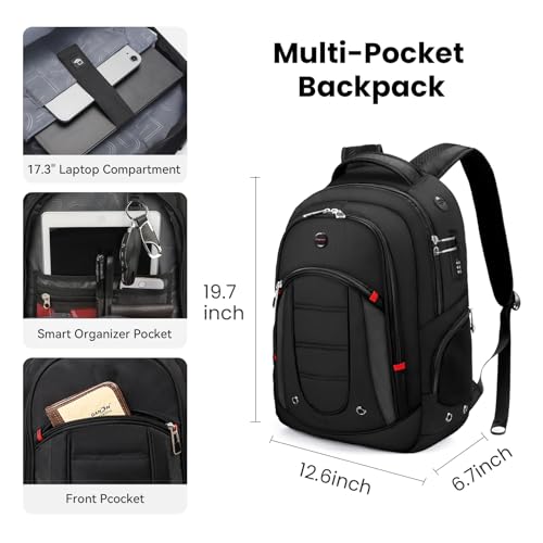 CROSSGEAR Large Travel Laptop Backpack 17.3" Water-resistant Daily Backpacks Durable Business Computer Bookbag Office Lapt...