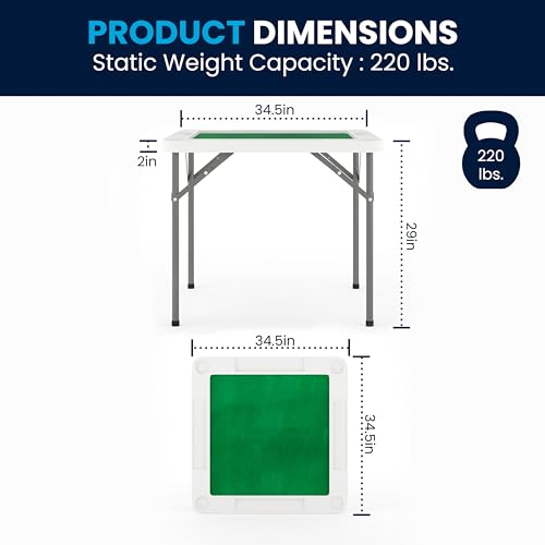 Flash Furniture Silas 34.5" Square Folding Card Table with Felt Green Surface and Cup Holders, Portable Folding Game Table...