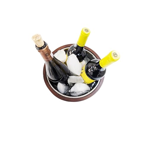arborishthink Stainless Steel & Wood Wine Chiller Bucket | Ice Cooler | Compact & Portable for Wine Beer Beverage Cooler B...
