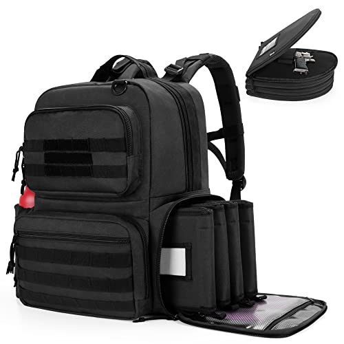 DSLEAF Tactical Pistol Backpack with 4 Pistol Cases, Gun Backpack for Handgun with 17x Magazine Slots for Hunting and Shoo...