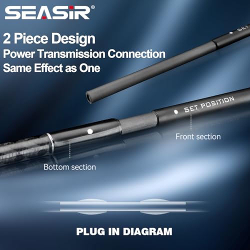 SEASIR Overcast Saltwater/Freshwater Fishing Rod, BFS Spinning Rod 6'6/7'6/8'/8'6, 2 Piece Bait Casting Rod, Black Baitcas...